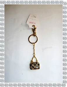 Porte Clés Bijou de Sac Doré Petit Sac Noir Strass Doca Fashion Jewelry - Imagen 1 de 3