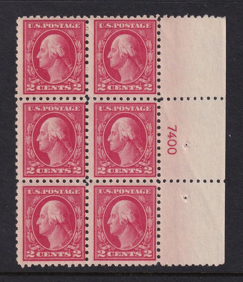 1914 Washington 2c Sc 425 MNH with nice full original gum, plate block of 6 (DJ - Image 1 of 1