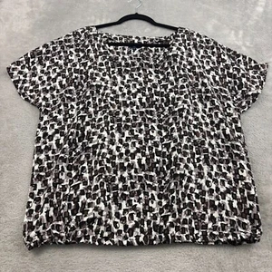 Reitmans Womens Plus Size Top 16 Brown Gray Geometric Scoop Neck Career Office - Picture 1 of 15