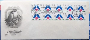 US FDC LOVE with booklet pane 1990. - Picture 1 of 1