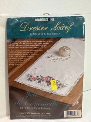 Dimensions Cross Stitch Kit 72767 Dresser Scarf ROSES New/Sealed - Image 1 of 3