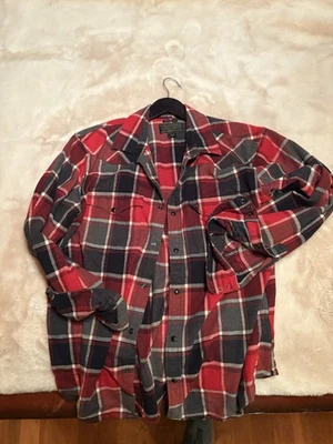 Filson Western Flannel Shirt 20121580 Red Dark Charcoal Gray White Check CC - Image 1 of 2