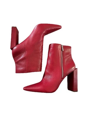 JESSICA SIMPSON Womens Red Timea Toe Block Heel Leather Boots Booties 10 M Shoes - Image 1 of 4