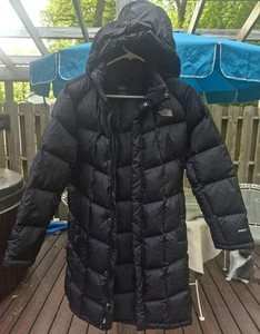 The North Face Girls 550 Down Puffer Long Black Size Small XL(18)Coat EUC - Picture 1 of 7