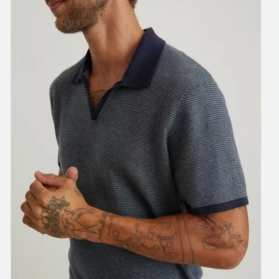 Camisa Polo Suéter Capa Marina Liam Texturizada Azul Rayas Talla M Foto 1 de 4