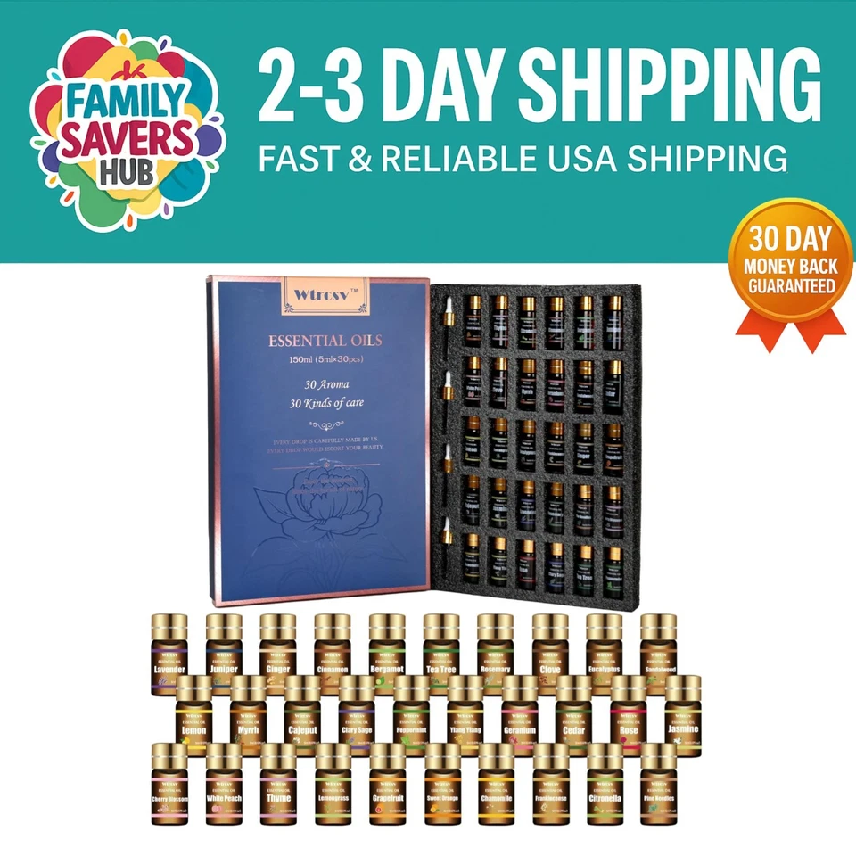 30 aceites esenciales versátiles - perfectos para el cuidado de la piel, difusores y proyectos hágalo usted mismo Foto 1 de 4