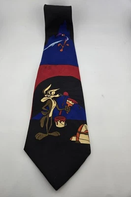 Vtg. Roadrunner Wile E. Coyote Warner Bros. Hot Cakes Novelty Tie Necktie 1994 - Image 1 of 2