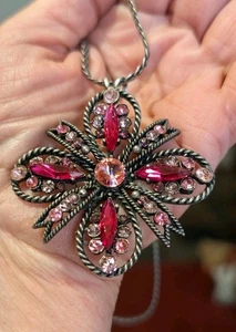 Rafaelian Pink Maltese gunmetal necklace - Picture 1 of 3