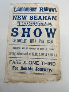 OLD LONDONDERRY RAILWAY NEW SEAHAM HORTICULTURAL SHOW 1896 POSTER - Picture 1 of 8