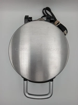 Disney Classic Mickey Mouse Waffle Maker 7” Press Grill Silver Electric DCM-1 - Image 1 of 4
