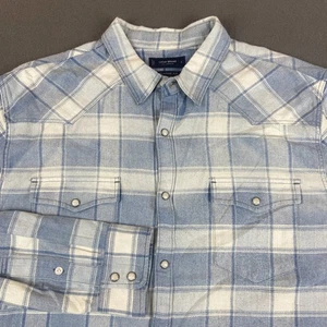 Camisa Lucky Brand Para Hombre Grande Azul A Cuadros Perla A Presión Calce Clásico Occidental - Imagen 1 de 9