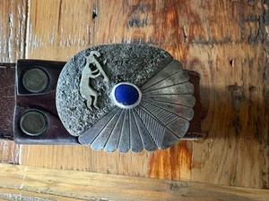 Vintage Foster Yazzie Navajo Silber Blau Lapis Herren Gürtelschnalle mit Gürtel DEFEKT - Bild 1 von 4