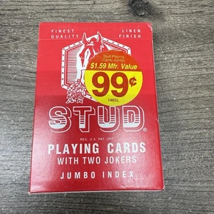 Vintage Stud Playing Cards Red Size Jumbo Index 2 Jokers Sealed Walgreen Co - Picture 1 of 5