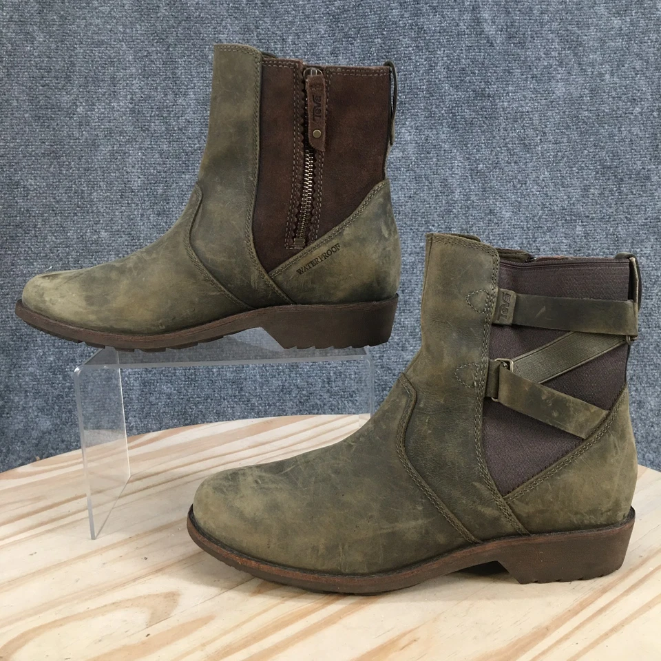 Botas Teva Mujer 7.5 M Verde Oliva Ellery Chelsea Cuero Impermeables SN1103224 Foto 1 de 4