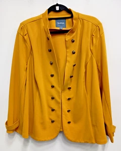 ModCloth Womens Believer Knit Military Jacket 2X Mustard Yellow Office Carrier - Picture 1 of 7