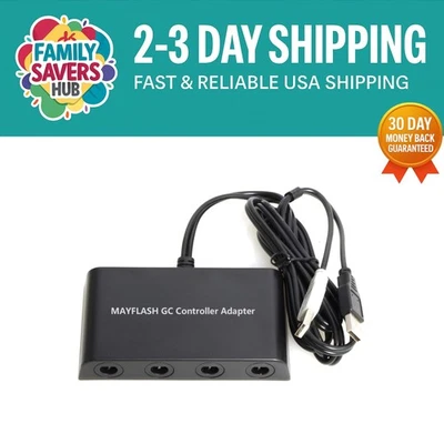 GameCube Controller Adapter for Wii U, PC & Switch 2 - Vibrant Gameplay in Black - Image 1 of 4