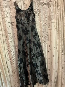 Vintage Roberta Dark Floral satin Sleeveless Dress 5/6 Jr. - Picture 1 of 7