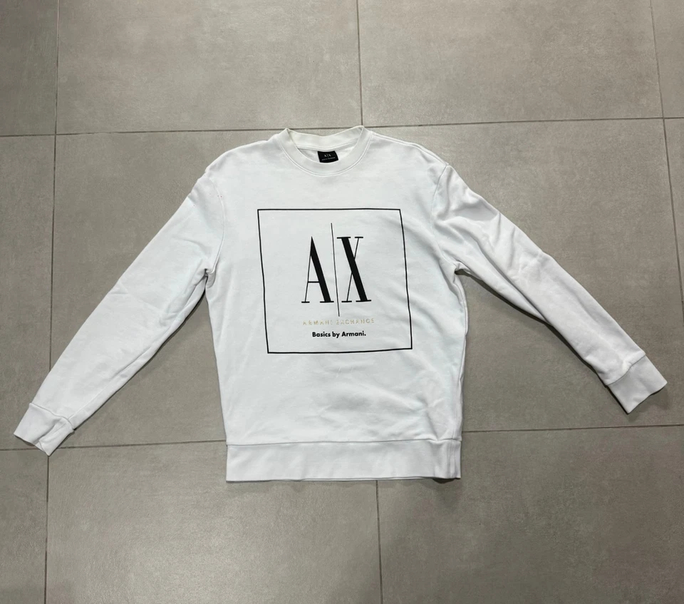 Armani Exchange A|X – Men’s Crewneck Sweatshirt Size: S – White – Authentic - Image 1 of 4