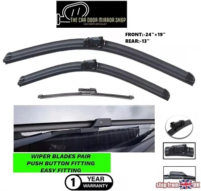 For VW Golf MK5 2003-2009 Windscreen Wiper Blades Front 24"19"Rear 13" Brand New - Image 1 of 4