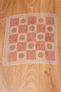 Vintage Original 60er Pañuelo de Cabeza Caniche Chifón Cuadros Checkered - Imagen 1 de 4