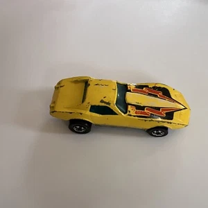 Vintage 1977 Hot Wheels Corvette Stingray Blackwall Giallo Made in Hong Kong Hortf - Foto 1 di 8