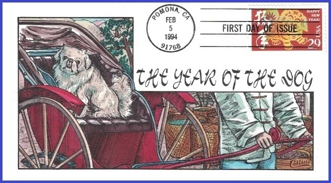 USA8 #2817 U/A COLLINS HAND PAINTED FDC   Chinese New Year of the Dog - Image 1 of 1