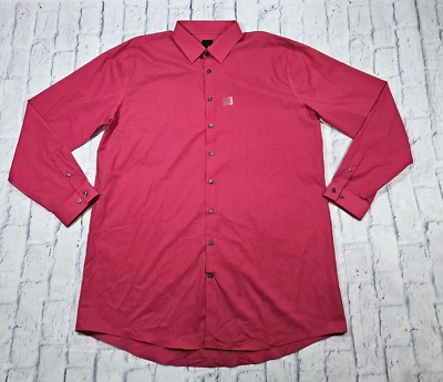 JF Ferrar MENS SIZE 19 38-39 Dress Shirt Button Up Long Sleeve Dark Pink - Image 1 of 4