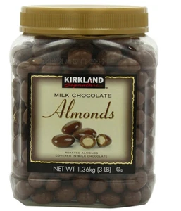 Kirkland Milk Chocolate Covered Roasted Almonds 3 lbs Kosher Pantry Jar - Picture 1 of 4