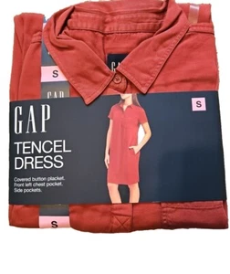 GAP Relaxed Fit Tencel Dress Red Side Pockets Women's Size Small New - Picture 1 of 5