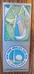 1939 NUEVA YORK FERIA MUNDIAL MATCHBOOK CUBIERTA: CONSTRUCCIÓN DE AVIACIÓN CERILLA CUBIERTA -E2 - Imagen 1 de 3