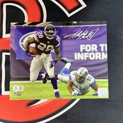 Foto firmada por Adrian Peterson autografiada de los Minnesota Vikings 8x10 Beckett BAS Foto 1 de 3