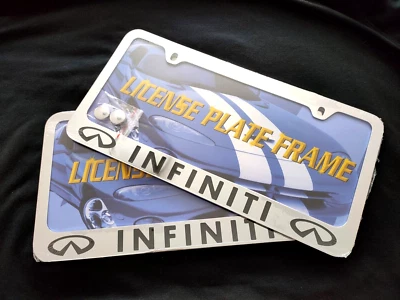 2x Infiniti STAINLESS STEEL METAL TAG COVER LICENSE PLATE FRAME Chrome NEW - Image 1 of 4