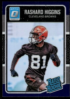 Tarjeta de novato 2016 Panini Donruss Optic #192 Rashard Higgins radiocontrol holográfica púrpura Foto 1 de 2