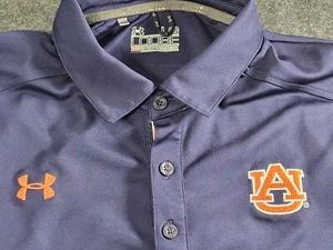 Under Armour Polo Auburn Tigers War Eagle Navy Shirt Heat Gear Loose Mens Large - Picture 1 of 11