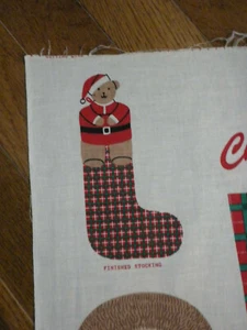CHRISTMAS BEAR STOCKING FABRIC PANEL - Picture 1 of 2