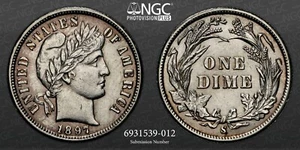 1897-S 10C BARBER SILVER DIME SAN FRANCISCO NGC AU DETAILS CLEANED#6931539-012 - Picture 1 of 7