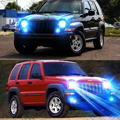 For 2002-2007 Jeep Liberty 9007 LED Headlight Hi/Low+ 9145 Fog Light Bulbs 8000K - Image 1 of 4