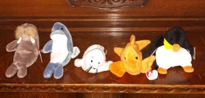 Ty ORIGINAL Beanie Babys SEALIFE 4P.V.C TAG/TUSH ERROR WATERLOOVILLE RARE - Bild 1 von 12