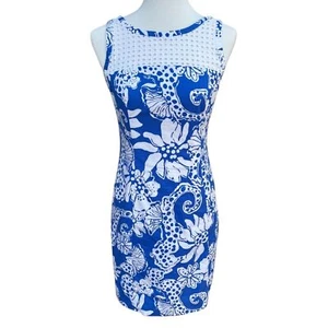 Lilly Pulitzer Damen Etuikleid 2 Marianne blau Seepferdchen Ösen ärmellos - Bild 1 von 10
