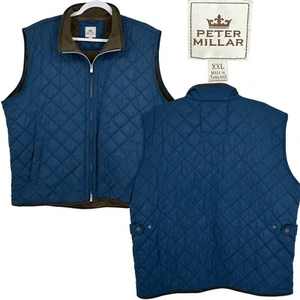 Peter Millar Essex gesteppte gefütterte Weste Herren 2XL marineblau durchgehender Reißverschluss Golf *LESEN - Bild 1 von 18