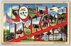 c1940 Greetings From Fort Jackson US Flag South Carolina Correspondence Postcard