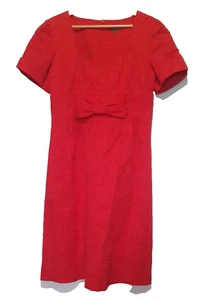 PHASE EIGHT RED BROCADE SCOOP NECK BOW FEATURE DRESS Size 16 - Picture 1 of 7