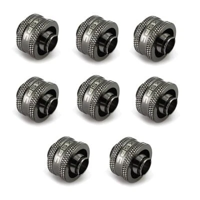 XSPC G1/4 to 3/8 ID 5/8 OD Compression Fitting V2 - Black Chrome (8 Pack) - Image 1 of 4