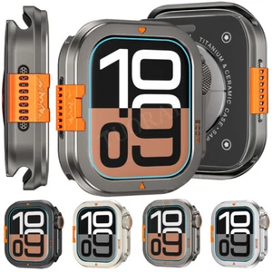For Apple Series 10 46mm/Ultra 1 2 49mm Watch Protective Cover Metal Watch Case - Photo 1/28
