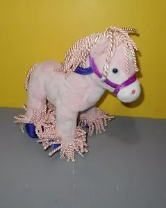 10" Fiesta Plush Stuffed Animal Pink w/ Blue Tie-Dye Paws & Silky Rope Mane - Picture 1 of 2