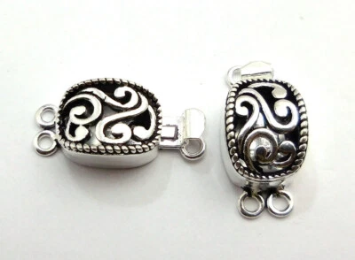 1 Pc 25X12X10mm Bali Box Clasp 2 Strand Antique Silver Plated Bracelet vh-59 - Image 1 of 3