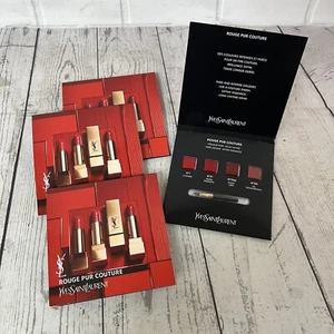 4X Yves Saint Laurent Rouge Pur Couture 4 Color Lipstick Sampler Card Lip Brush - Picture 1 of 5