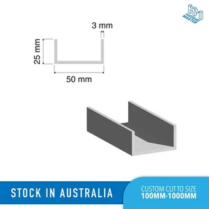 Aluminium Channel Profile | 50mm*25mm*3mm | U Channel Bar Grade 6060/T5 - Picture 1 of 4