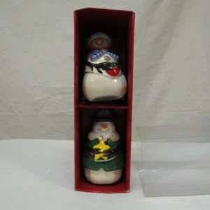 Snowmen Salt & Pepper Shakers "Button Up" St. Nicklas Square Christmas Holidays - Picture 1 of 5