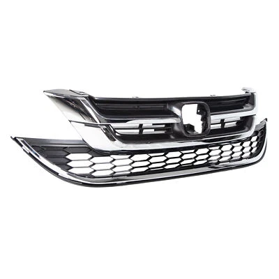 Para Honda CRV CR-V 2010-2011 Capô de Para-choque Frontal Superior+Inferior Malha Grelha Cromada - Imagem 1 de 4